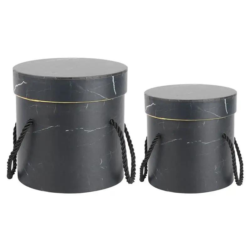 

2Pcs Creative Flower Buckets Round Flower Packing Boxes Portable Flower Boxes