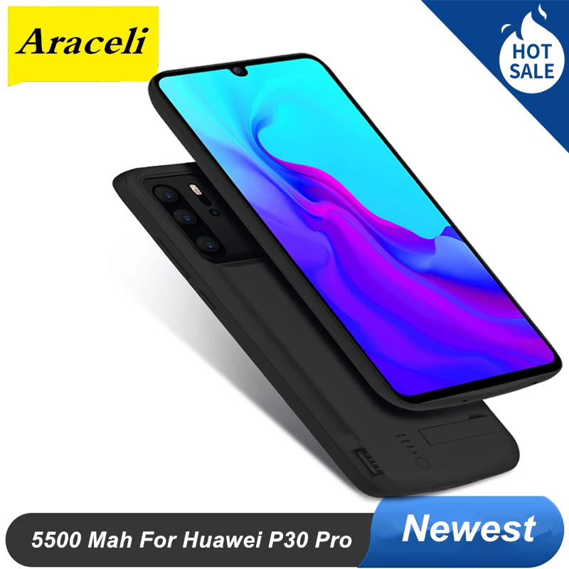 Чехол Аккумулятор для Huawei P30 Pro 5500 мАч Внешнее зарядное устройство чехол умный