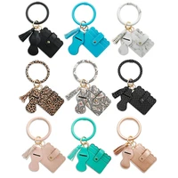 leopard marble pu leather keychain women accessories tassel bracelet keyring keys multicolor keychain man wholesale