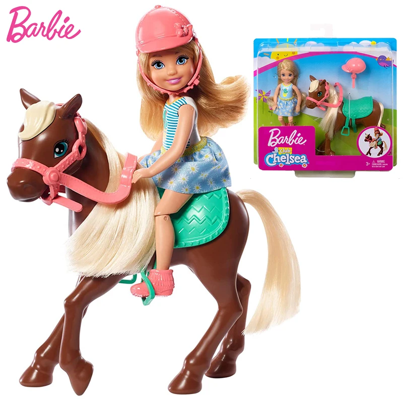 

Club Chelsea Original Barbie Dolls Horse Trainer Pony Kids Toys 6 Inch Blonde Doll for Girls Accessories Juguete Fashion Wear