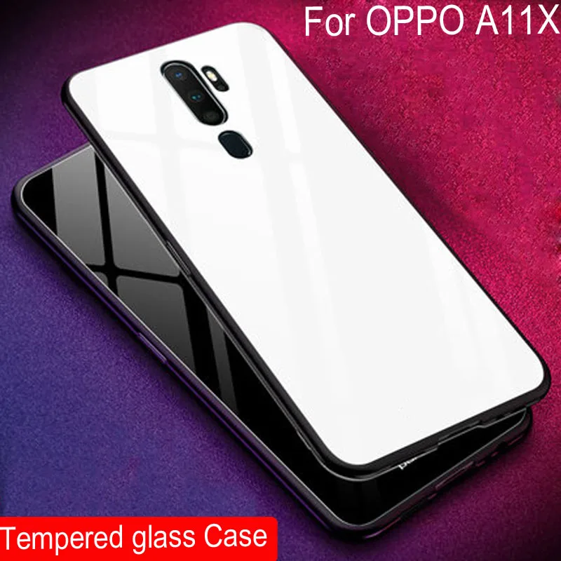 

Чехол из закаленного стекла для OPPO A11X, задняя крышка с градиентом цвета для OPPO A11 X, мягкий силиконовый чехол для телефона s для OPPO A11X, чехол