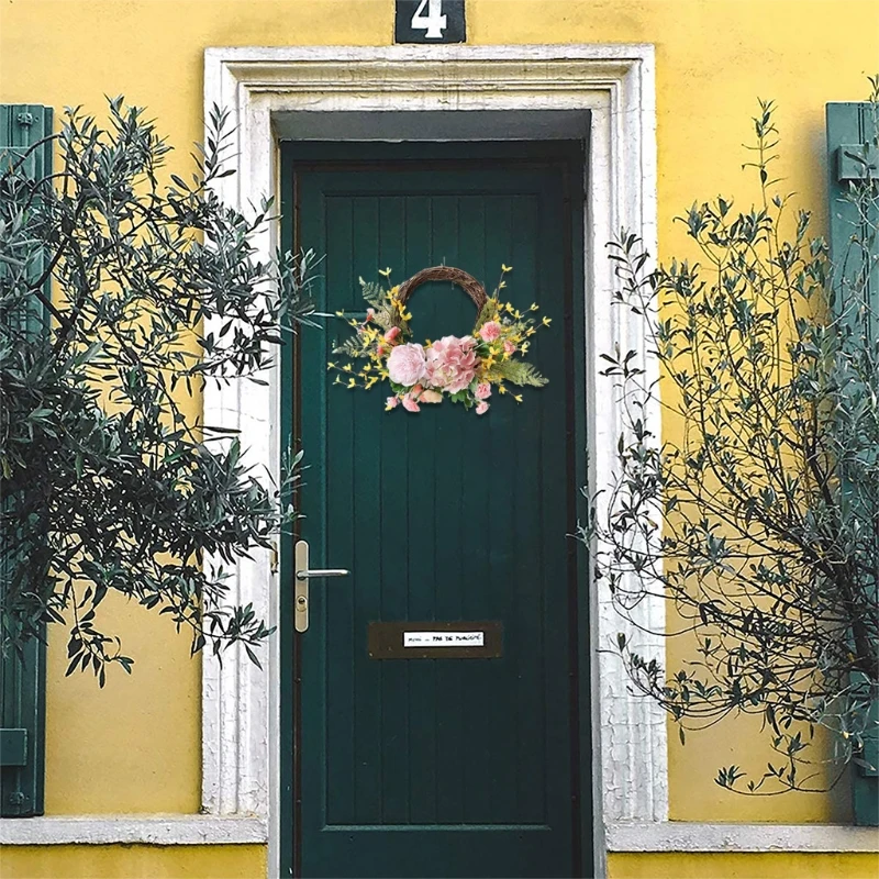 

Artificial Winter Jasmine Carnations Spring Flower Wreath For Front Door Wedding