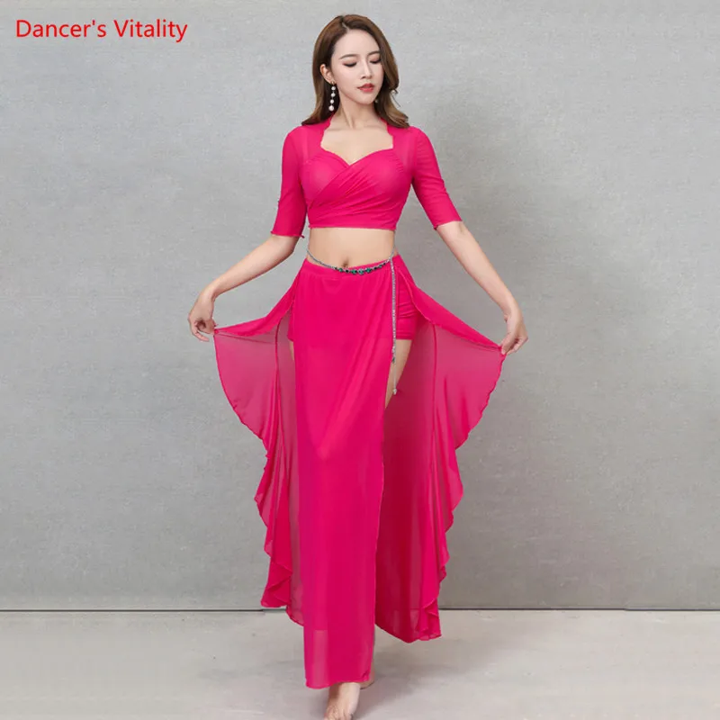 

Belly Dance Costume Female Sexy Petal Top And Long Skirt Practice Clothes Suit New Profession Performance Clothing