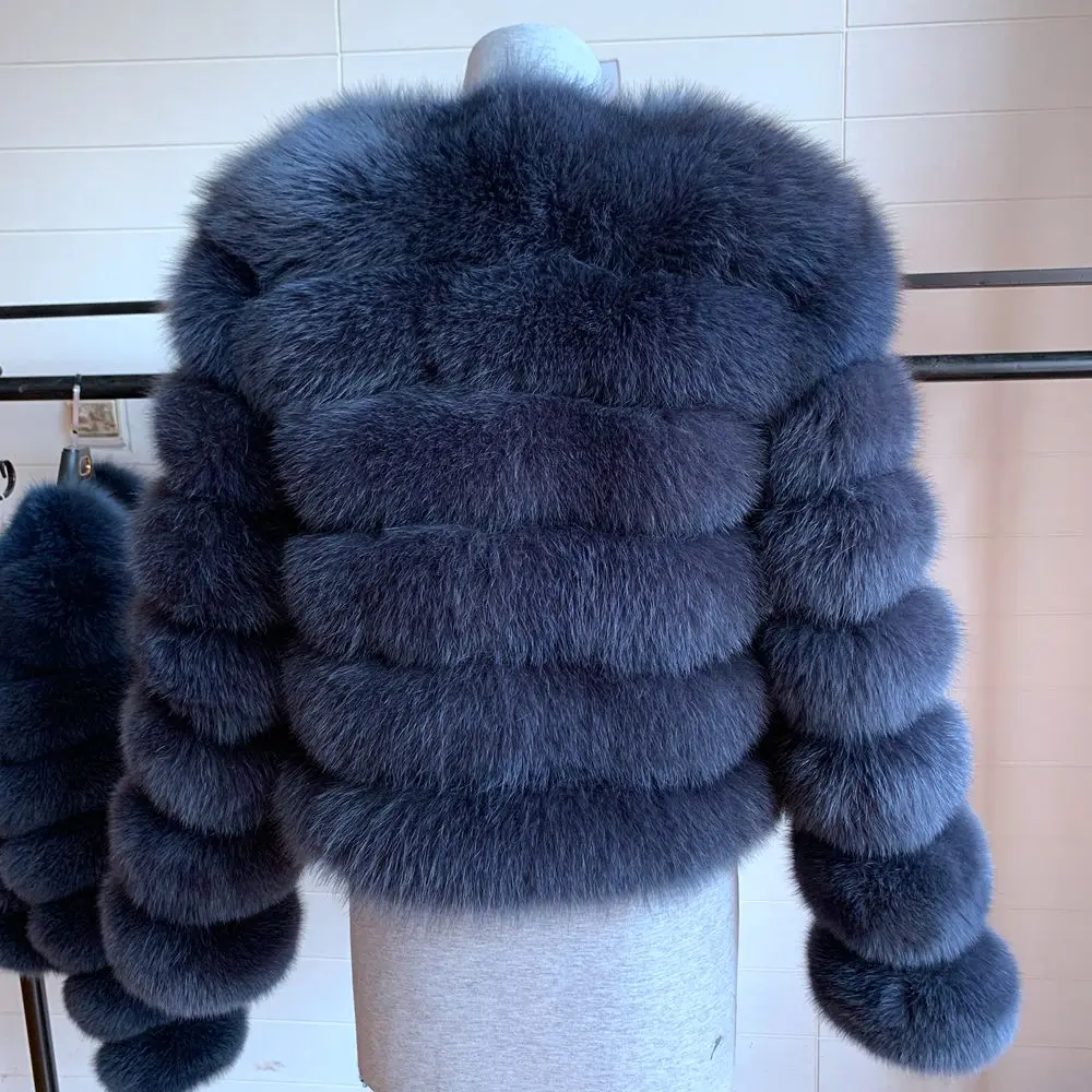 Long sleeve 2020 new arrival women winter thick fur coat real fox fur jacket high quality fox coat stand collar outfit