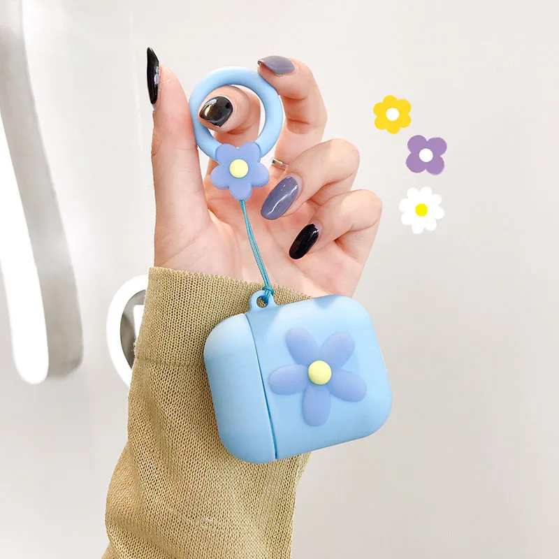 Симпатичные цветы мягкие ПВХ беспроводные наушники чехол для Apple Airpods 1 и 2