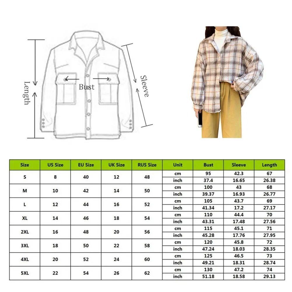 

Spring and Autumn New Shirt Korea Original Wool Plaid Shirt Loose oversized Lapel Long Sleeve Jacket for Women Fashion Plaid Top
