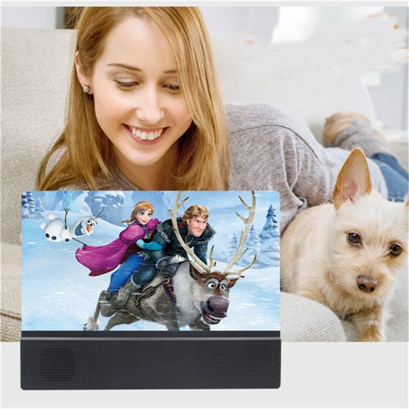 Лупа смартфон видео 3D экран подставка динамик усилитель 12 ''HD телефон