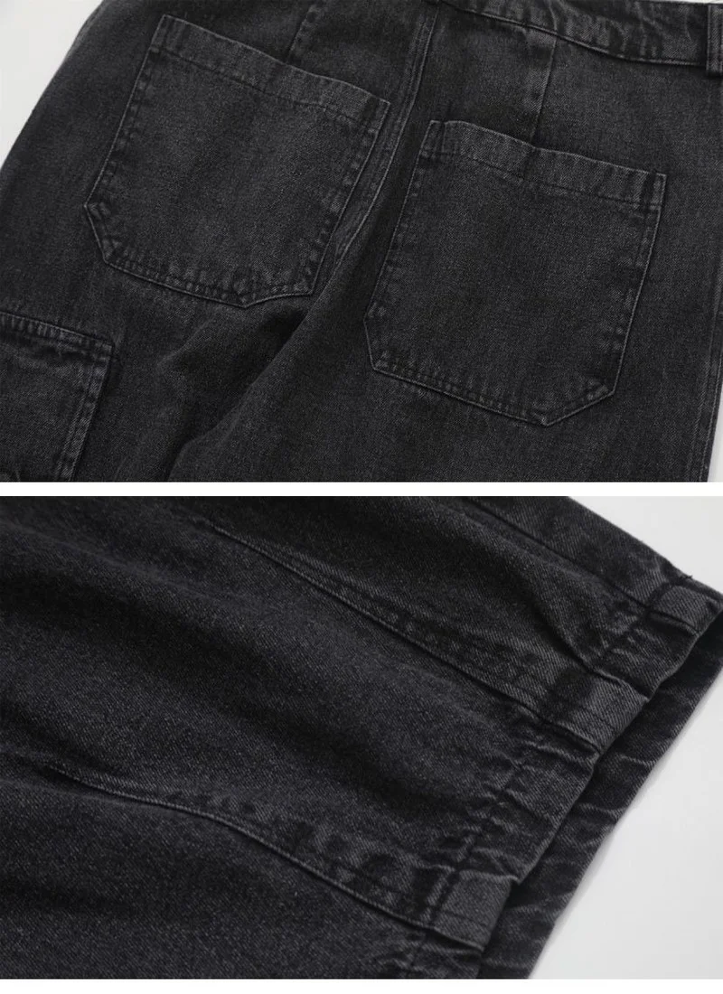 

HOUZHOU Baggy Jeans Trousers Male Denim Pants Black Wide Leg Pant Men's Jeans Loose Casual Korean Streetwear Hip Hop Pocket