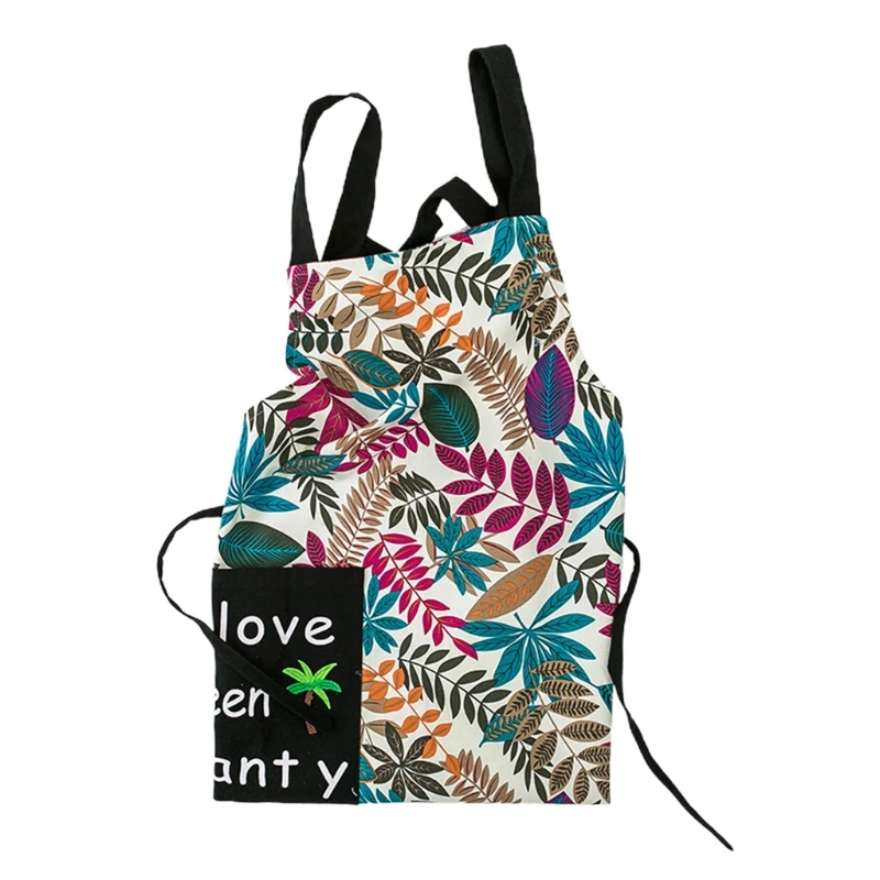 

One Size Cute Cartoon Pattern Kitchen Apron with Pockets For Women Cooking Baking BBQ and Gardening Cleaning Work