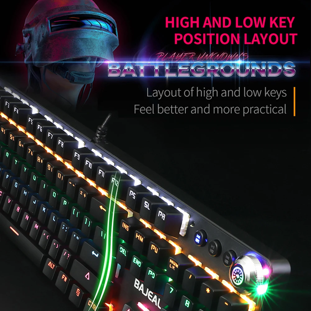 

Mechanical Gaming Keyboard 108 Keys Multi Color RGB Illuminated LED Backlit Wired Blue Switch Programmable For PC/Mac/Windows
