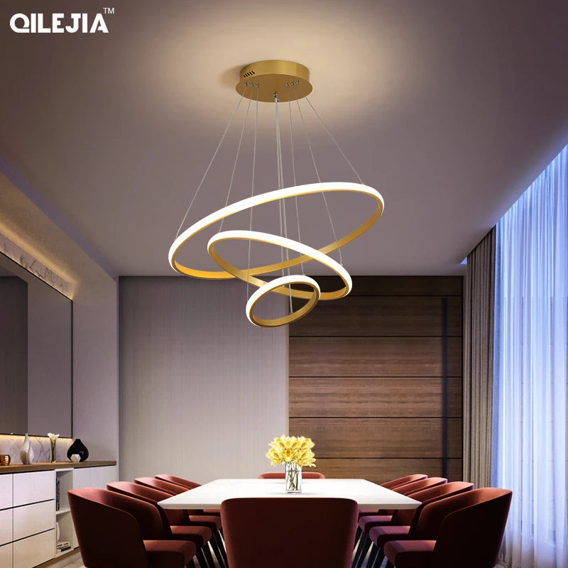 Светодиодные кружки люстр Золотая люстра для гостиной столовой кухни круглой