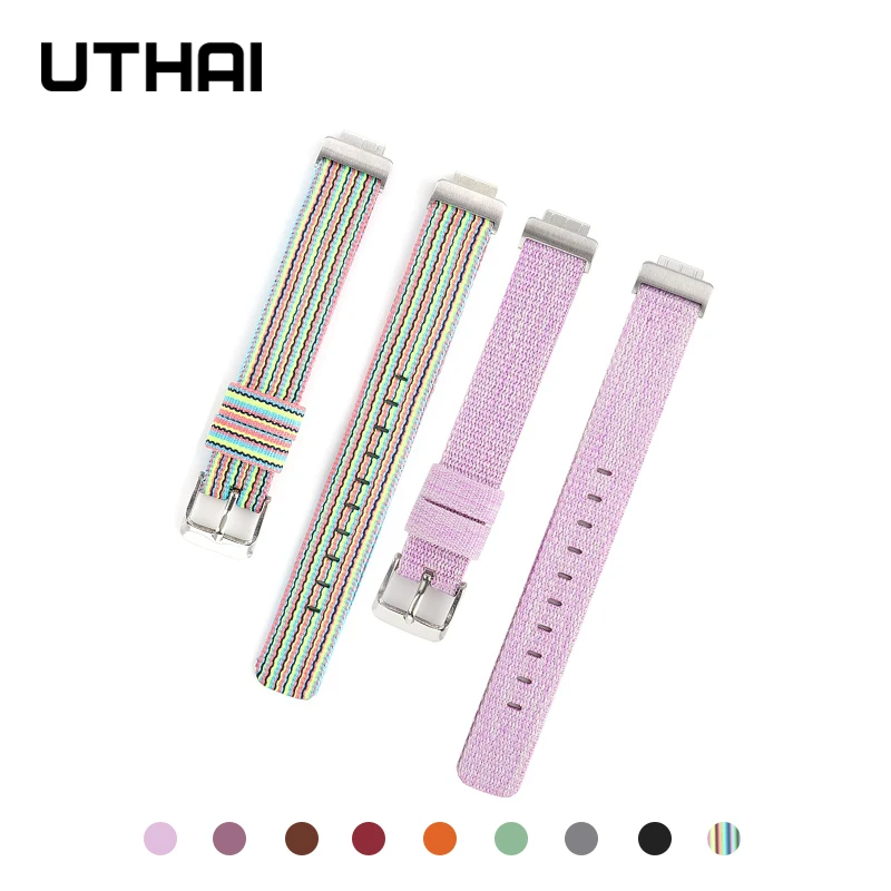 

Холщовый браслет UTHAI F05 для fitbit inspire, джинсовая оплетка, ремешок для наручных часов, тканый браслет, браслет для Fitbit versa