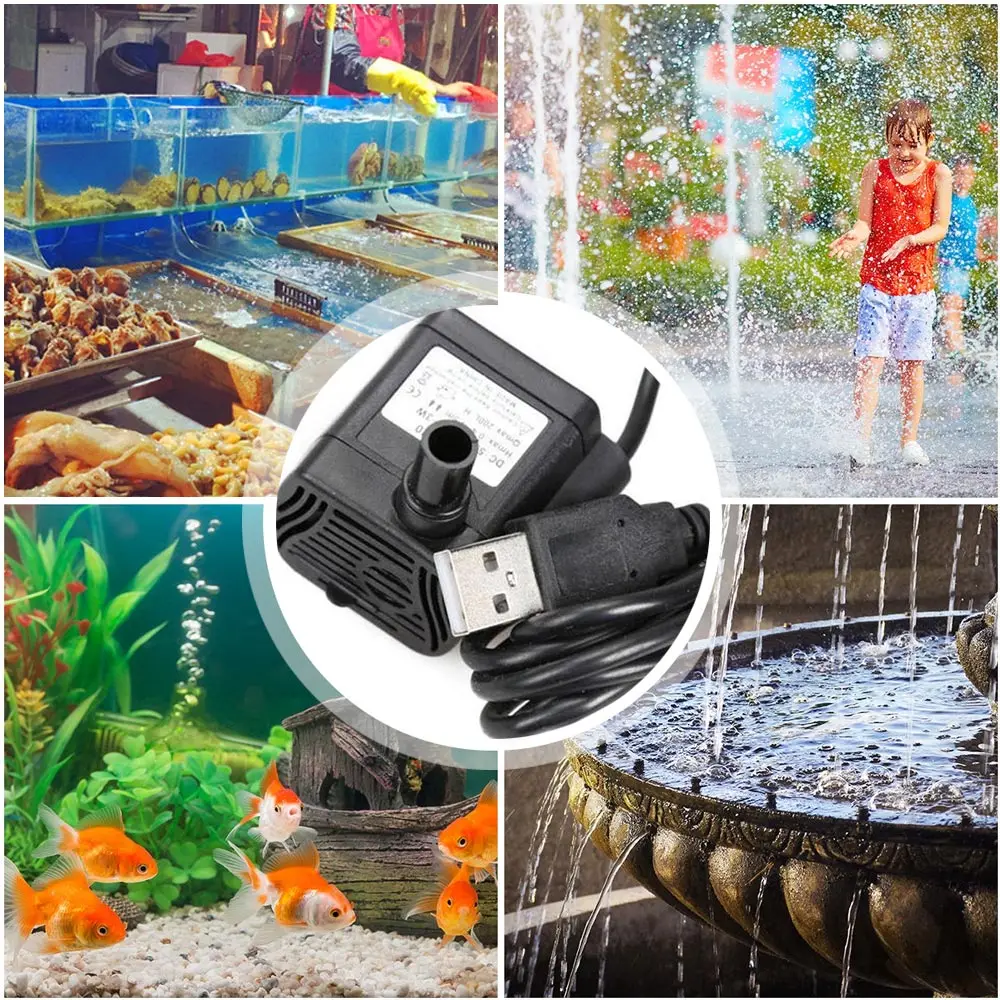 

DC/USB 3.5-9V 3W Ultra-Quiet Submersible Water Pump Aquarium Fountain Air Fish Pond Tank Mini Brushless Circulating 200L/h Lift