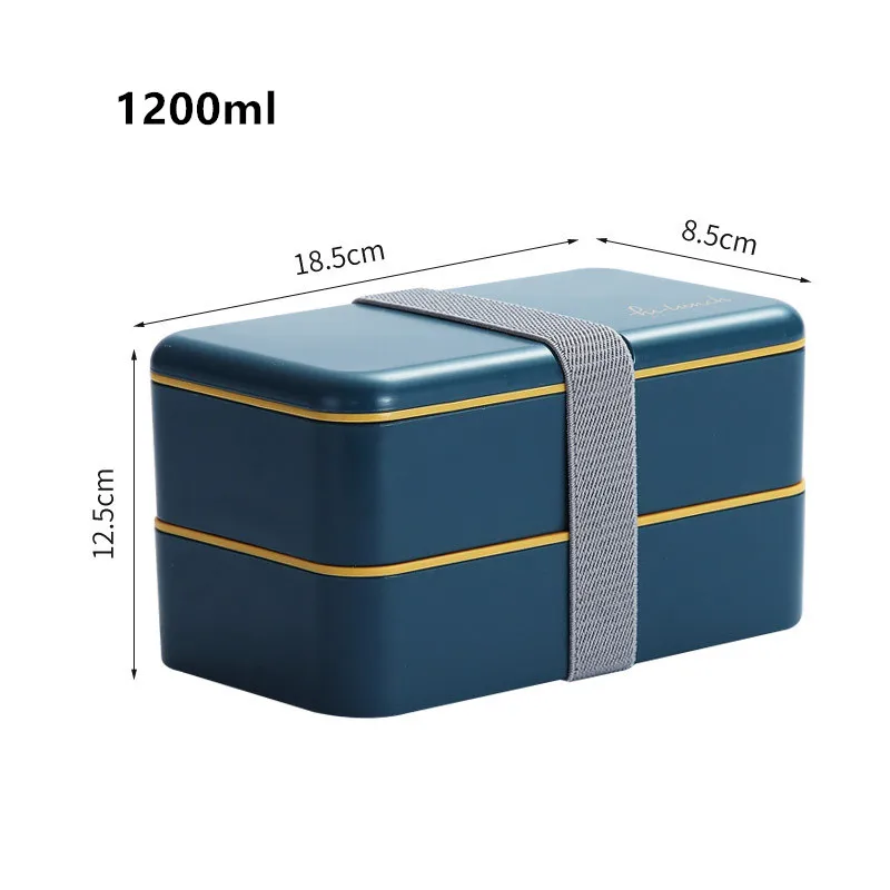 

1200ml Double Layers Lunch Box With Spoon Fashion Portable Microwave Bento Box Healthy Plastic Food Storage Container Lunchbox