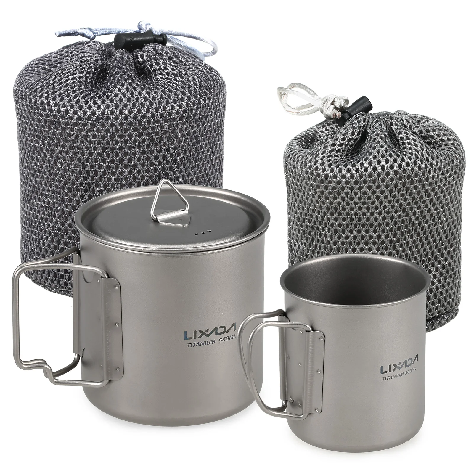 

Lixada титановая чашка 2 шт. уличный портативный набор чашек 550 мл 350 мл Кемпинг Пикник Ультралегкая чашка для воды Кружка со складной ручкой