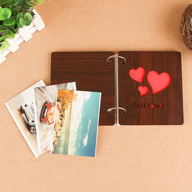 5 дюймов DIY красного дерева полые Interleaf фотоальбом Детский подарок с отрывными