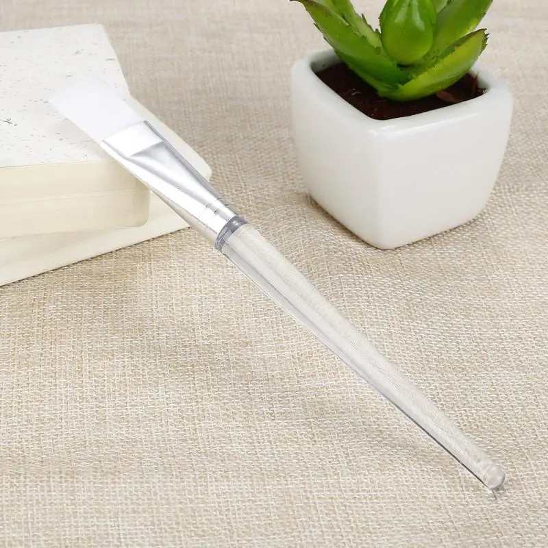 Прозрачная пластиковая ручка для ухода за кожей Кисть макияжа с плоской головкой