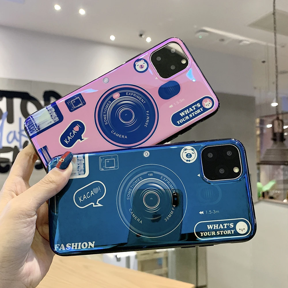 Силиконовый чехол для телефона с камерой iPhone 11 Pro X XR XS Max 7 8 Plus роскошный голубого