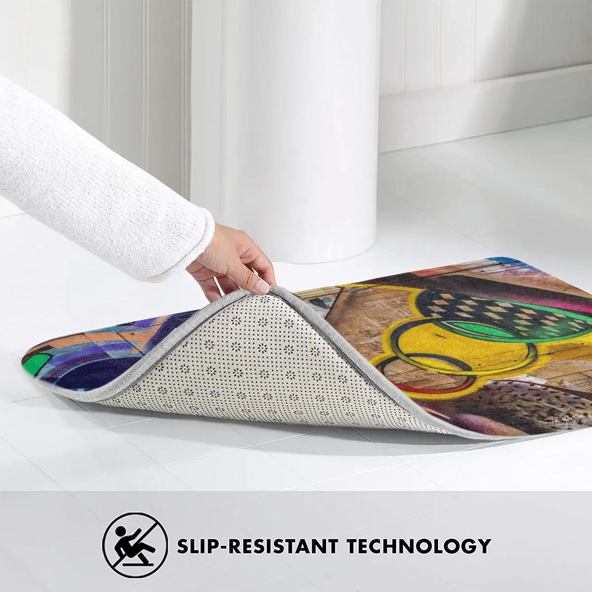 

Colorful Mural Flannel Doormat Welcome Doormat Entrance Carpet Anti-Slip Nordic Style Colorful Door Floor Room Dustproof Mats