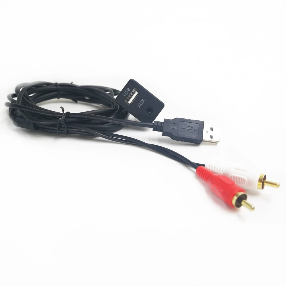 Автомобильный утопленный кабель Bestolink 100 см 2RCA с USB разъемом удлинитель для лодки