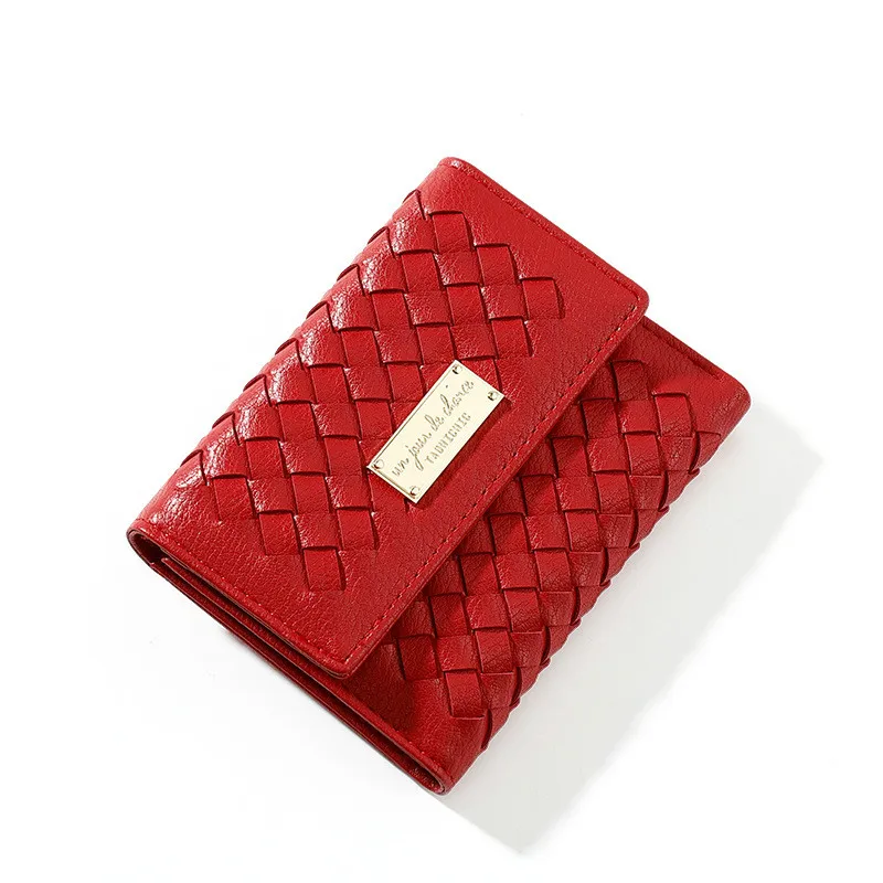 Новинка 2020 тканый кошелек женский короткий с множеством карт трехскладной