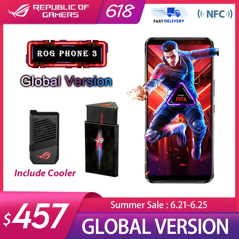  Original ASUS ROG Phone 3 Global Version ZS661KS Snapdragon 865/865Plus 128/256GB NFC Android Q OTA Update 5G Gaming Phone ROG3 
