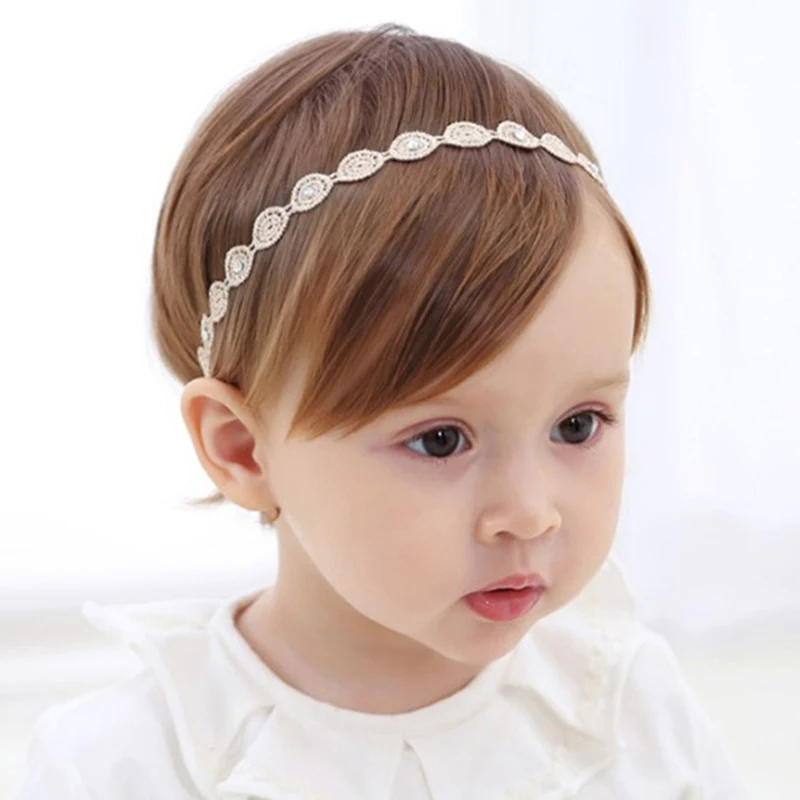 Обруч для волос маленьких девочек Кружевная лента принцессы с жемчугом