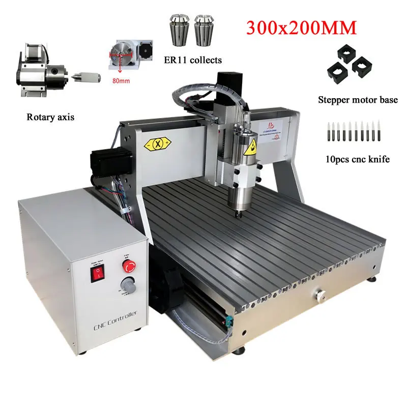 LY cnc 3020 гравировальный станок деревообрабатывающий фрезерный 300x200 мм 4 оси usb