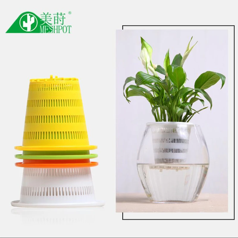 

Meshpot 5PCS Colorful Plastic Hydroponics Basket Net Cup Mesh Pot Home Decoration &Customization Inner Dia. 8cm