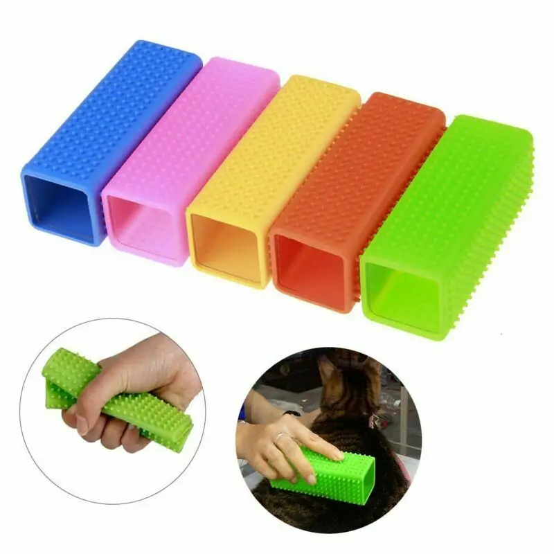 Silicone Pet Hair Removal Brush Cat Grooming Tool Cleaner Comb Cube Dog Shedding Trimming Massage Supplies | Дом и сад