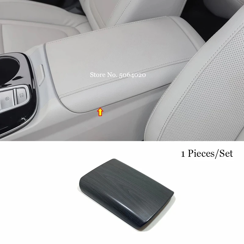 

For Hyundai Tucson 2021 2022 ABS Wood grain Car Armrest Storage box Grid Cover Sticker Trim Styling Internal Accessories 1PCS