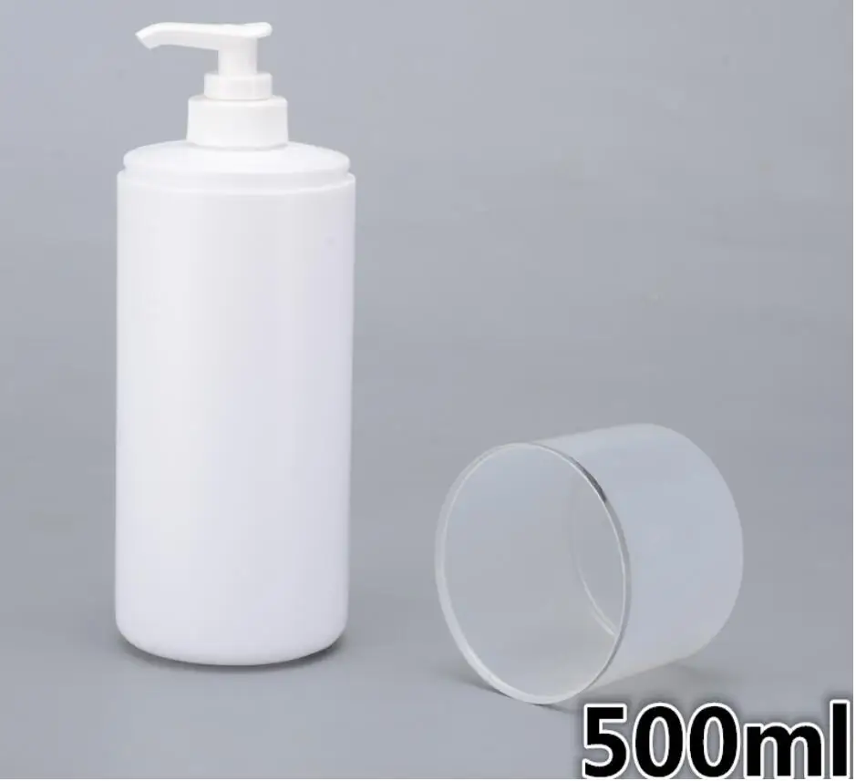 500 мл белая бутылка для лосьона/эмульсионного пресса с серебряной линией