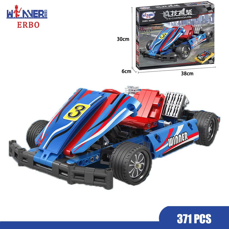 ERBO 1:8 Technic строительные блоки городской гоночный автомобиль картинг Обучающие DIY