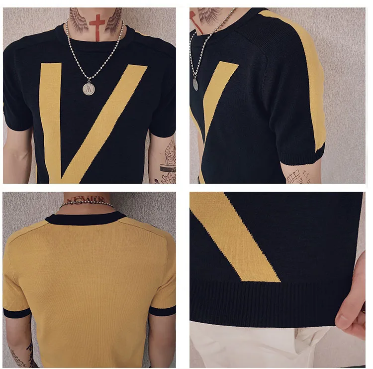 Футболка мужская Трикотажная с коротким рукавом Модная приталенная