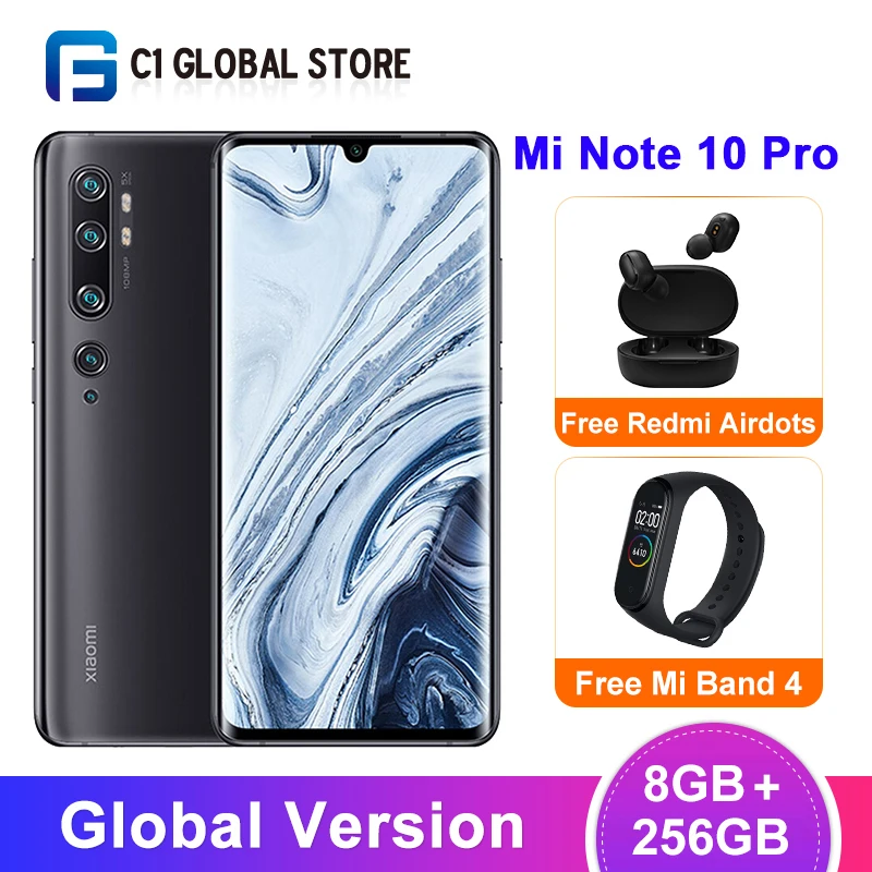 Глобальная версия Xiaomi Mi Note 10 Pro 8GB 256GB смартфон 730 MP Penta камера Snapdragon 6 47G 5260 'ɺMOLED