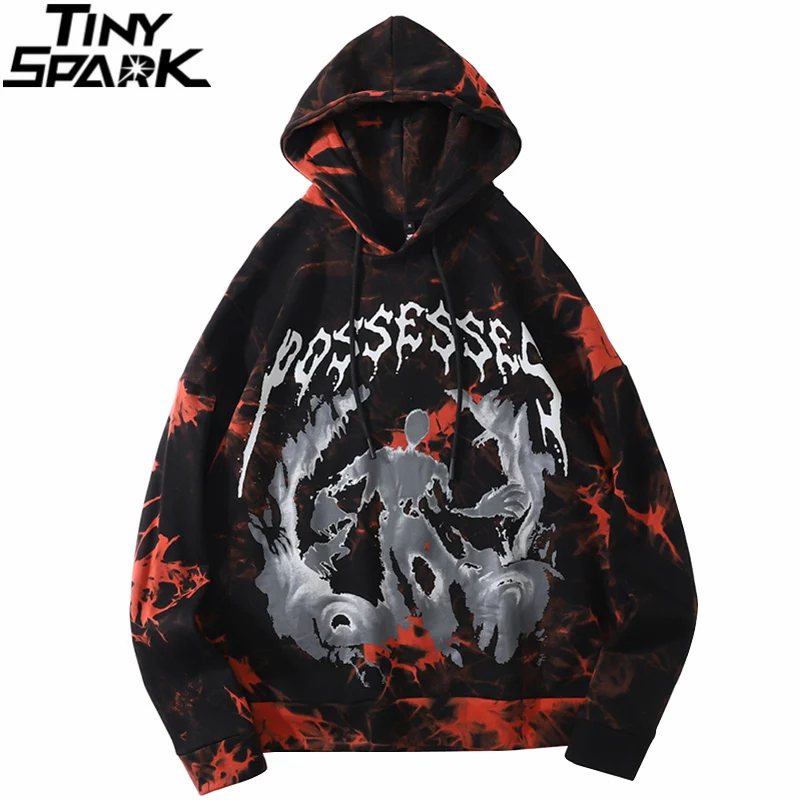 

Hip Hop Hoodie Streetwear Sweatshirt 2021 Men Tie Dye Illusion Graphic Hoodie Harajuku Cotton Loose Hooded Pullover Autumn