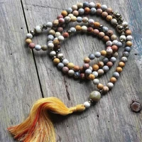8mm frosted stone color gemstone bracelet 108 beads elegant practice energy emotional gift yoga restore national style chakra