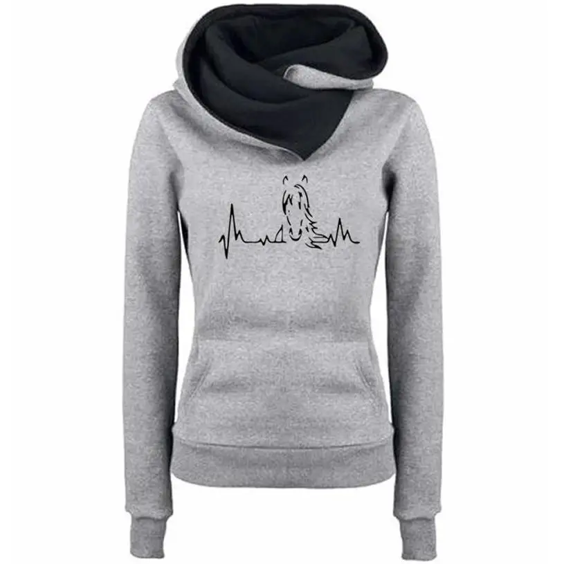 

Hoodies For Women Horse Love Print Splice Hoodies Women Sweatshirt Cotton Casual Pattern Corduroy Cropped Buckle Plus Size S-3XL