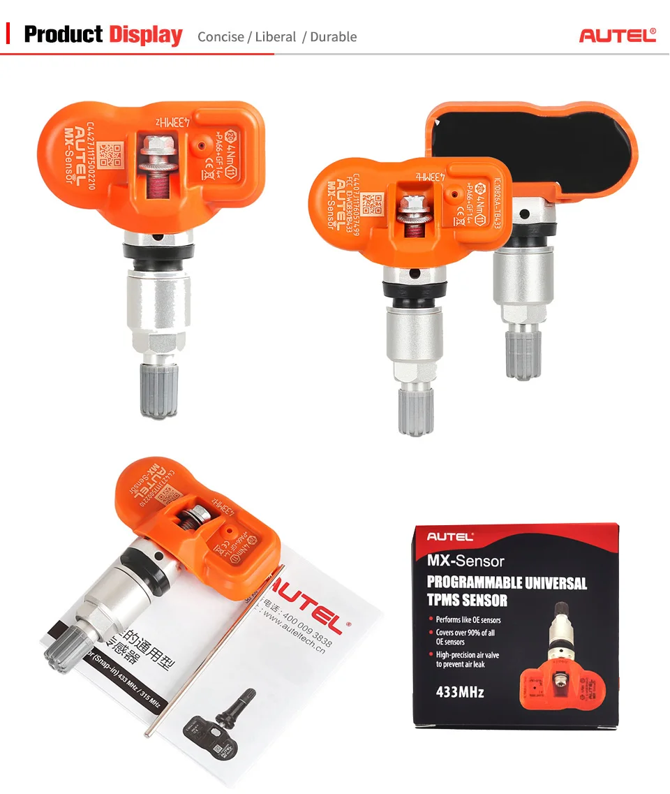 Autel TPMS MX Sensor 2 in 1 433MHz 315MHz Programmer Universal Pressure Tester Programming MaxiTPMS TS601|autel mx-sensor|tpms sensoruniversal tpms