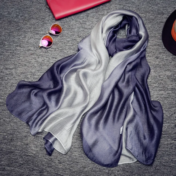 2019 Модный женский шарф роскошный брендовый хиджаб 100% шелк градиентные цвета