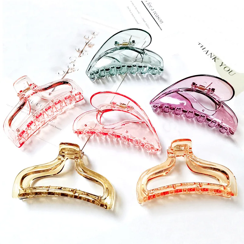 Заколка для волос женская прозрачная модный простой зажим ярких цветов с большим