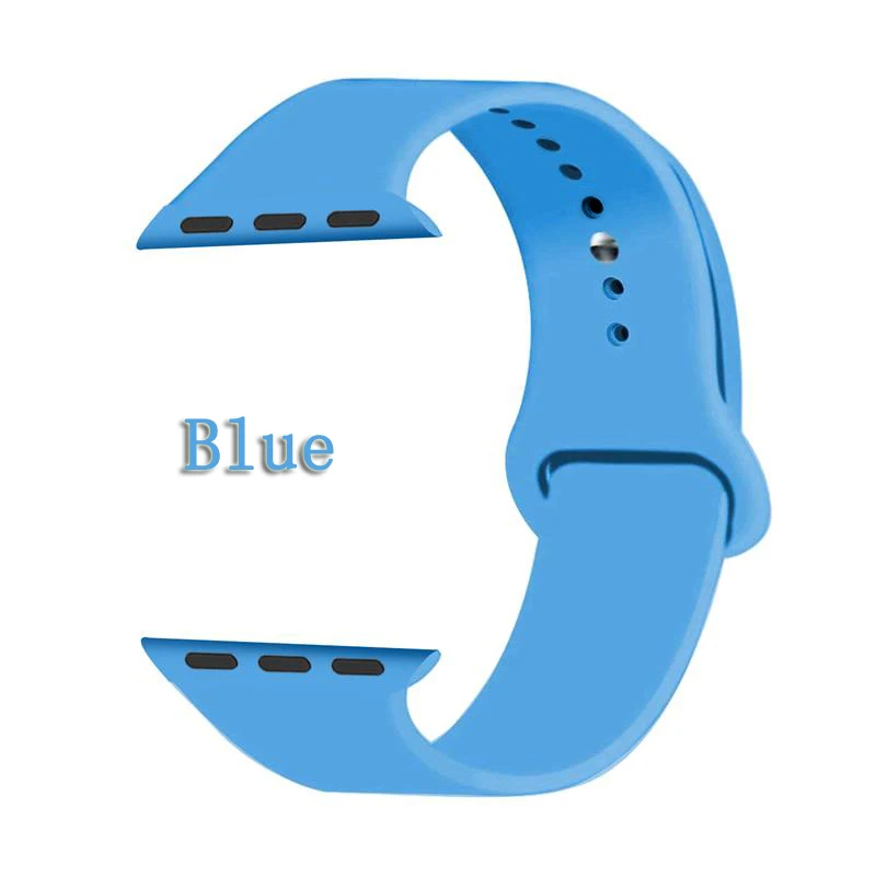 Blue Oulucci Одноцветный ремешок для apple watch 38 мм/40 мм/42 мм/44 мм спортивный ремешок силиконовый ремешок аксессуары для apple watch 5/4/3/2/1 - Цвет ремешка: Blue