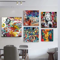 street graffiti art gesture and gamepad canvas painting abstract posters and prints wall art pictures for living room home decor