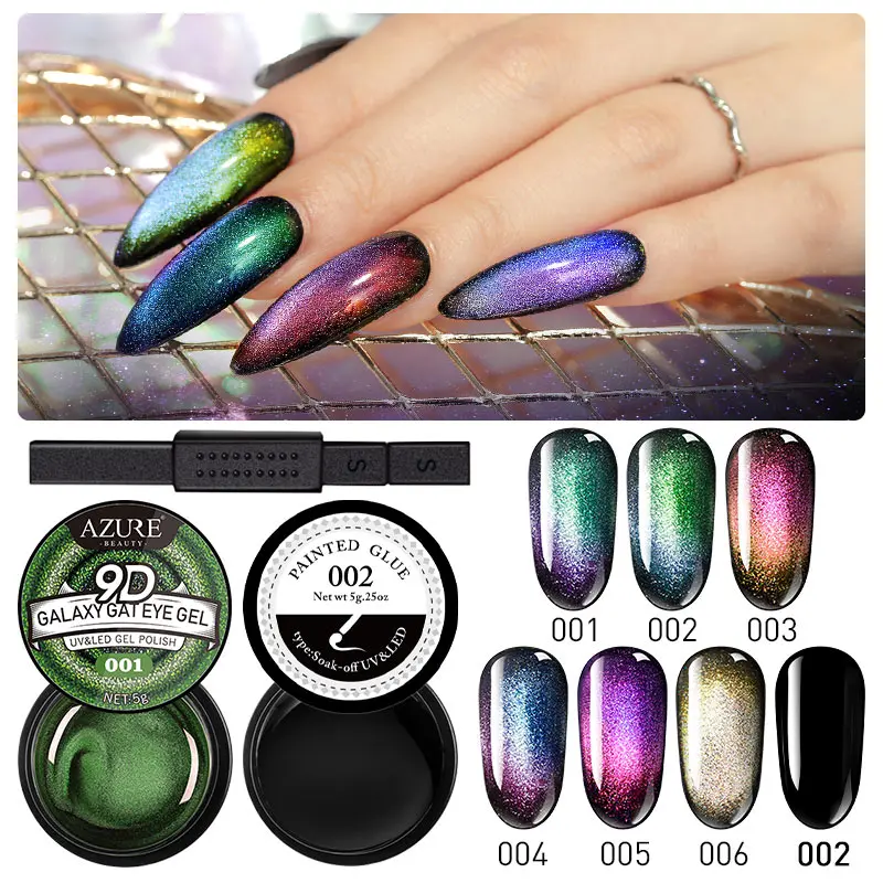 Azure beauty 8 шт./лот Galaxy глаз хамелеона кота светодиодный Гель лак для ногтей замочить