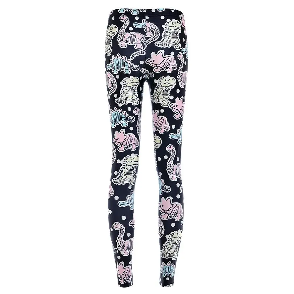 DOUBCHOW женские с эластичной резинкой на талии принтом динозавра цифровой 3D штаны