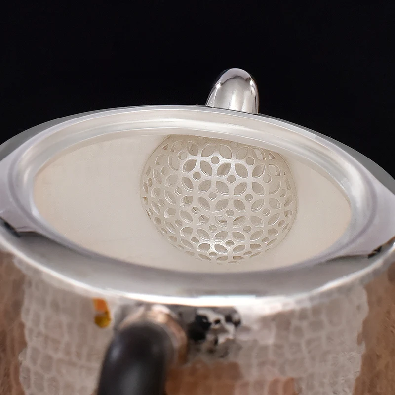 

Ag999 Sterling Silver Teapot Hand-Forged Specular Kitchen Utensils Built-in Filter Handmade Coffee Tea Pot