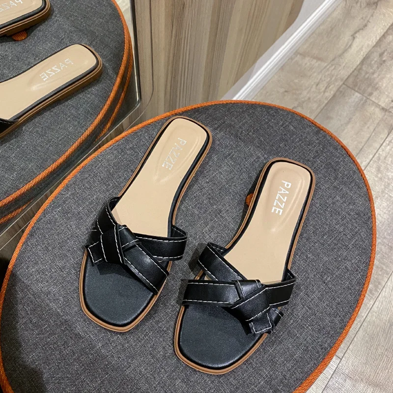 Summer Slipper Women 2021 The New Outside Fashion Casual  Low (1cm-3cm) Solid Shallow Concise Flip flops Breathable High Quality