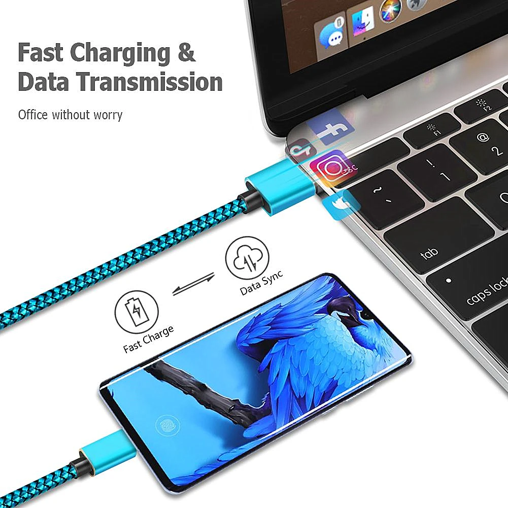Фото USB-кабель для Samsung Galaxy Tab A51/A52/A50/Note 9/8/10/S5e/Tab A 10,5/S10/OnePlus 7, длина 1 м/2 м/3 м №4