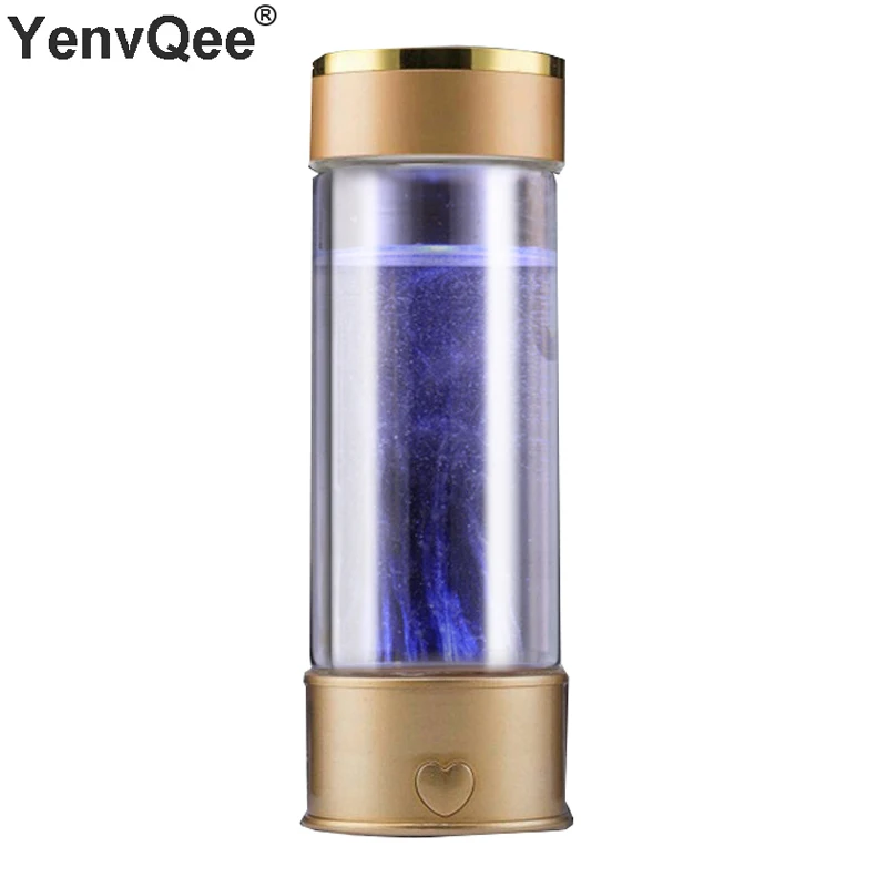 

450 мл стакан с генератором водорода, фильтр для воды, устройство для обогащения воды водородом, портативная Золотая бутылка, ионизатор, чистый электролиз H2