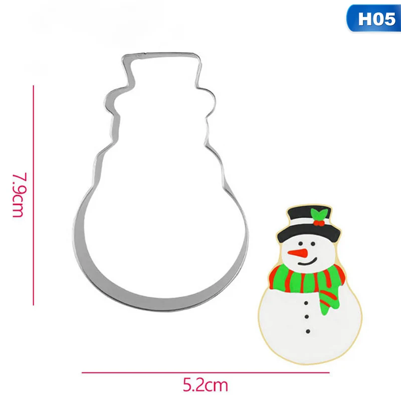 05 Stainless Steel Biscuit Mould Santa Claus Shape Fondant Cake Mold DIY Sugar Craft Xmas 3D Pastry Cookie Cutters Cake Tools - Color: 05
